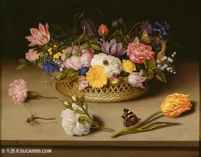 鲜花蝴蝶油画图片 鲜花蝴蝶油画图片