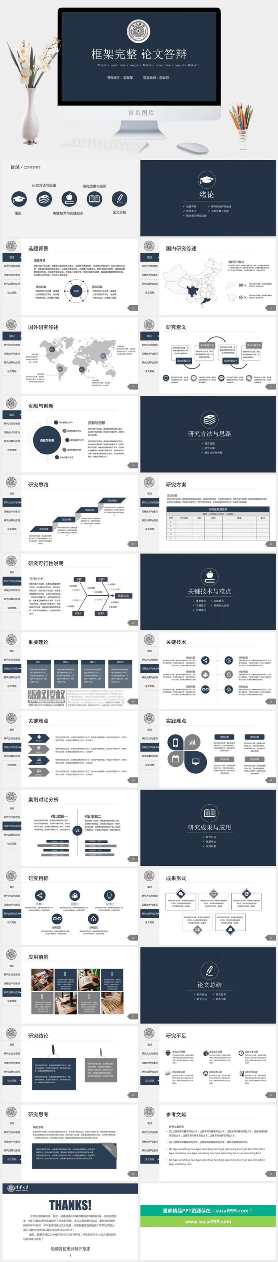 框架完整论文答辩PPT模板 框架完整论文答辩PPT模板
