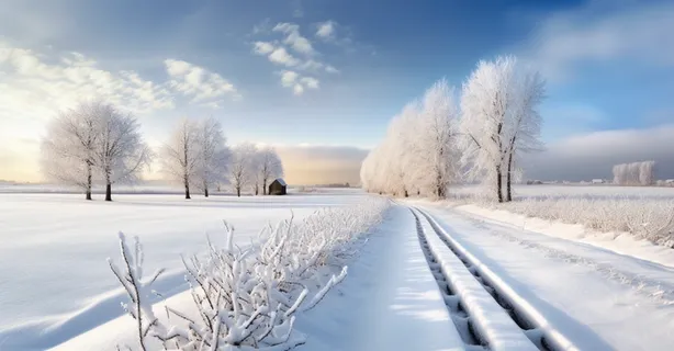 冬天雪景图下雪空旷的地上厚厚的积雪摄影图