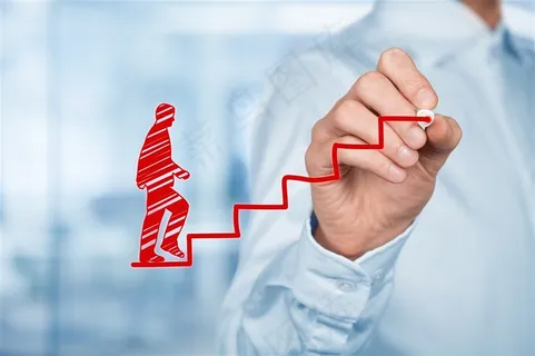 登上楼梯的商务男士素材