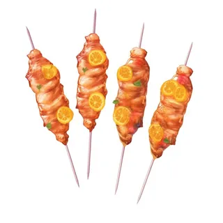 羊肉串鸡肉串美食插画元素