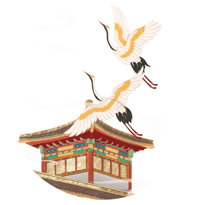 国潮仙鹤插画免扣素材设计素材