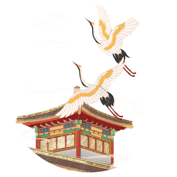 国潮仙鹤插画免扣素材设计素材