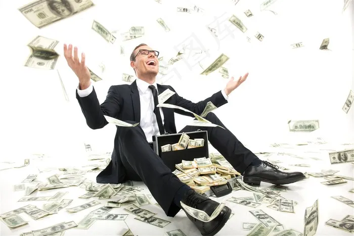 美金系列 - 抛开整箱美金的开心男子