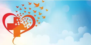 蓝天白云红十字医疗背景