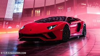 红色兰博基尼Aventador跑车