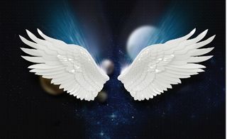 夜里天空天使背景墙