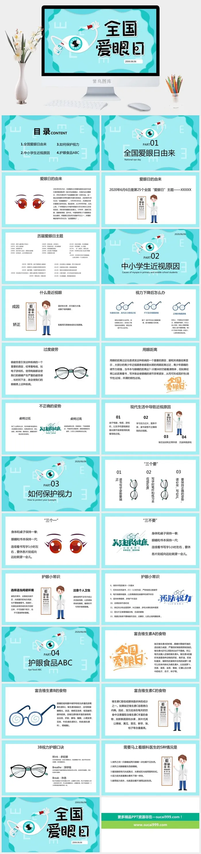 全国爱眼日宣传介绍PPT模板