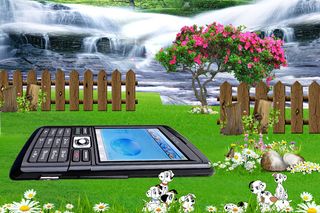 瀑布绿草美丽风景