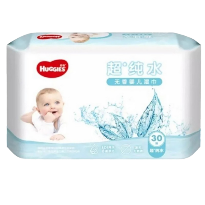 好奇纯水婴儿湿巾30抽／包超市商品白底图免抠实物摄影png格式图片透明底