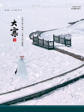 二十四24节气大寒中国传统节日冬季海报模设计素材