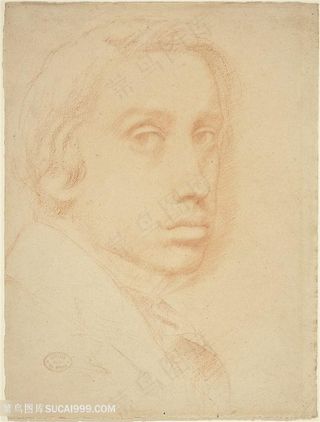 德加手绘男士侧脸装饰画