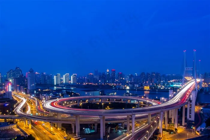 夜景唯美城市高速路风景画