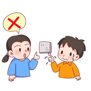 卡通手绘安全用电元素插画