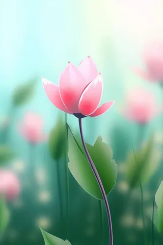 粉蓝色清爽夏日大气花朵扁平背景