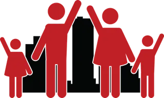 人物打招呼剪影红色