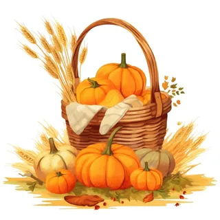 秋季作物小麦南瓜免抠