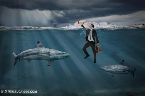 创意海洋鲨鱼与商务人士高清图片 创意海洋鲨鱼与商务人士高清图片