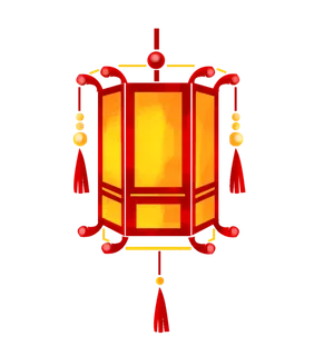 卡通手绘灯笼中秋节元宵节花灯新年海报元素PNG免扣PS素材