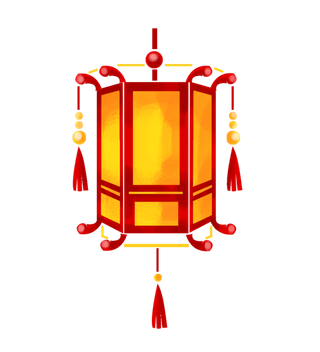 卡通手绘灯笼中秋节元宵节花灯新年海报元素PNG免扣PS素材