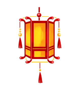 卡通手绘灯笼中秋节元宵节花灯新年海报元素PNG免扣PS素材