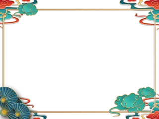 绿色国潮中秋国潮边框立体金边边框