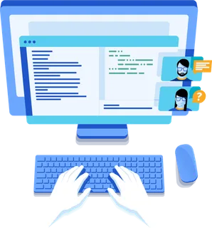 网络办公卡通科技kv主视觉素材