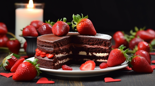 草莓巧克力蛋糕甜点美食摄影图