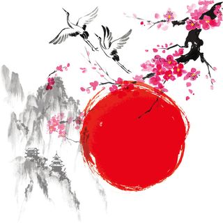 中国山水画水墨图案素材16