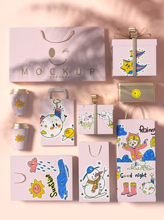 VI样机包装盒贴图包装logo样机