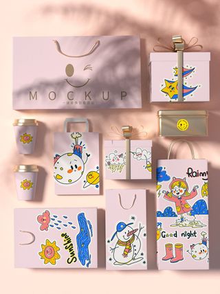 VI样机包装盒贴图包装logo样机