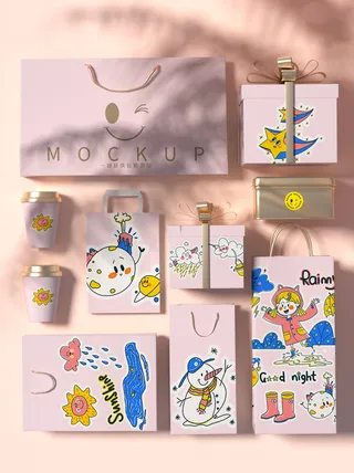 VI样机包装盒贴图包装logo样机