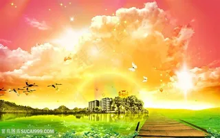 黄昏美景韩式自然背景