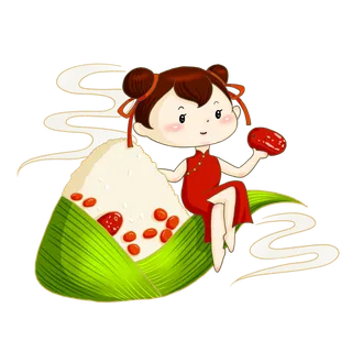 端午节可爱女孩包粽子免扣元素 端午节可爱女孩包粽子免扣元素