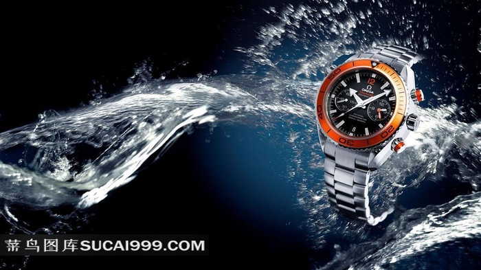 名牌欧米茄海马系列手表溅水素材