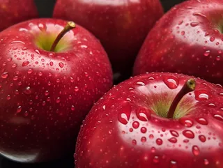 红苹果水珠细节特写摄影图