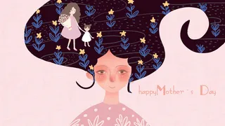 卡通手绘母亲节插画漫画素材