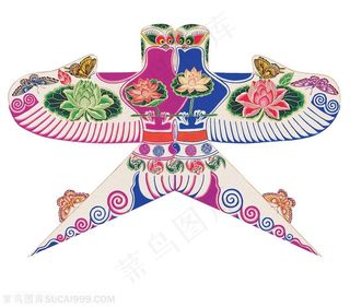 中国双燕莲花蝴蝶祥云风筝纸鸢民俗节日图片