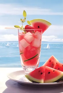 冰镇饮料西瓜汁薄荷海洋背景