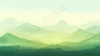 绿色延绵山脉意境国风