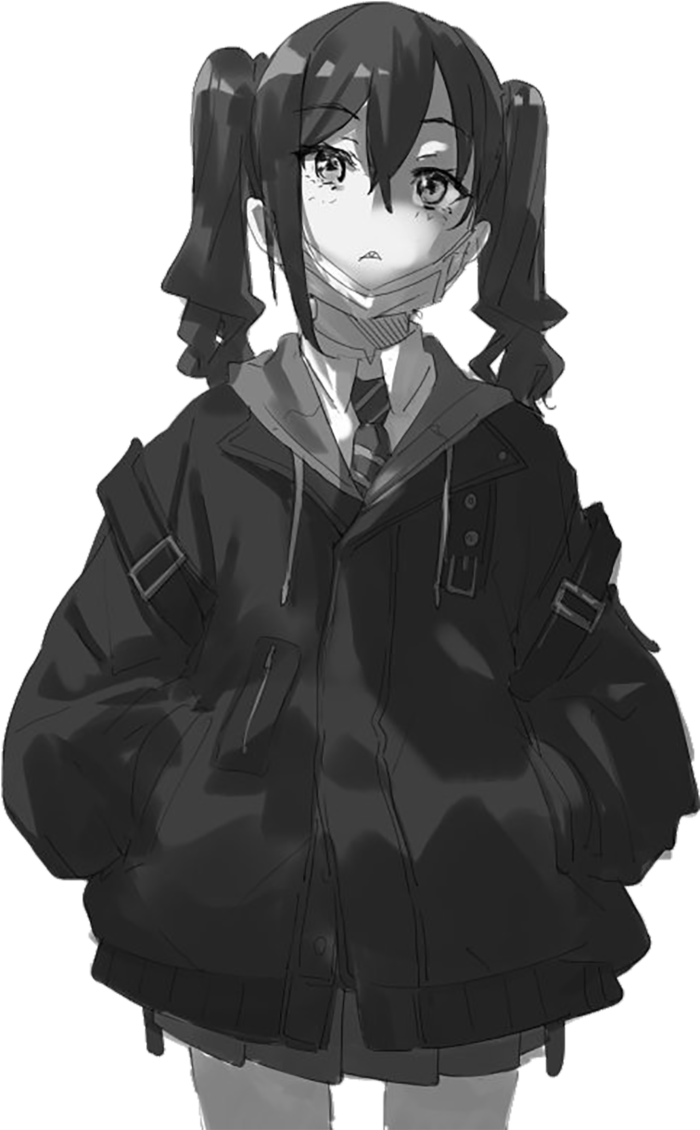 黑白素描女孩素材卡通人