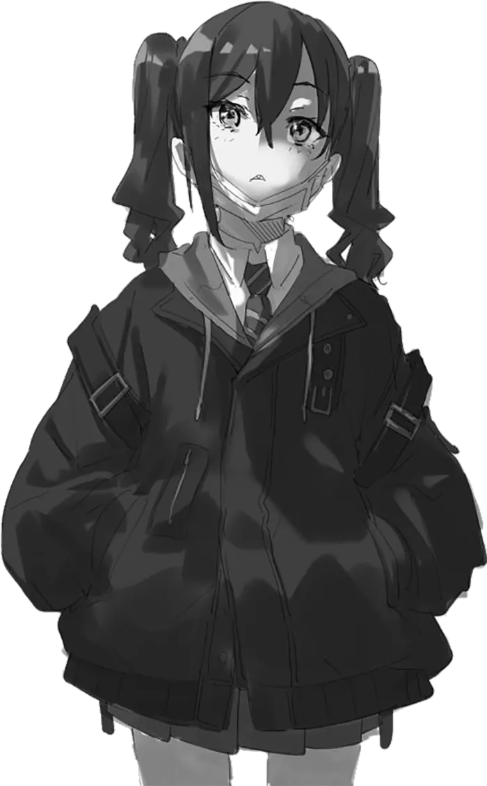 黑白素描女孩素材卡通人