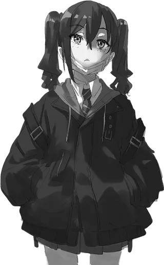 黑白素描女孩素材卡通人