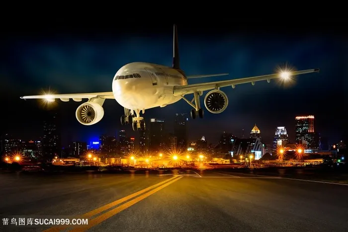 飞机客机城市景色高清图片