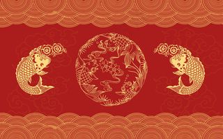 中国风古风国潮祥云旭日背景