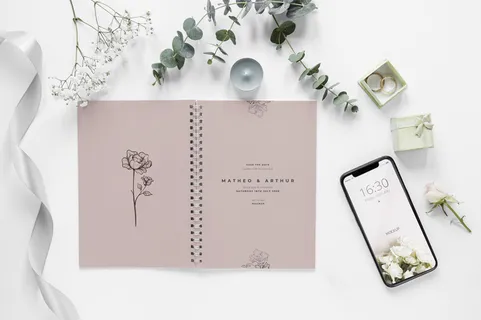 手机书本婚庆装饰PSD素材