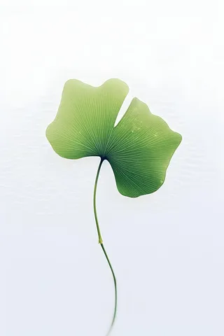 白底绿叶简约清新背景