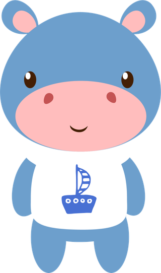 卡通动画动画小动物小河马免扣PNG手绘插画图片素材 (41)