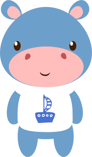 卡通动画动画小动物小河马免扣PNG手绘插画图片素材 (41)