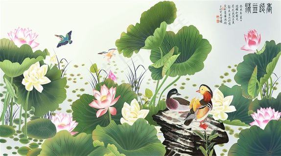 荷花背景墙图片